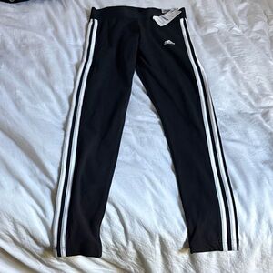 Adidas Black Leggings with White Stripes